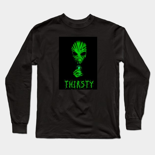 Thirstsy Alien Long Sleeve T-Shirt by SandraKC